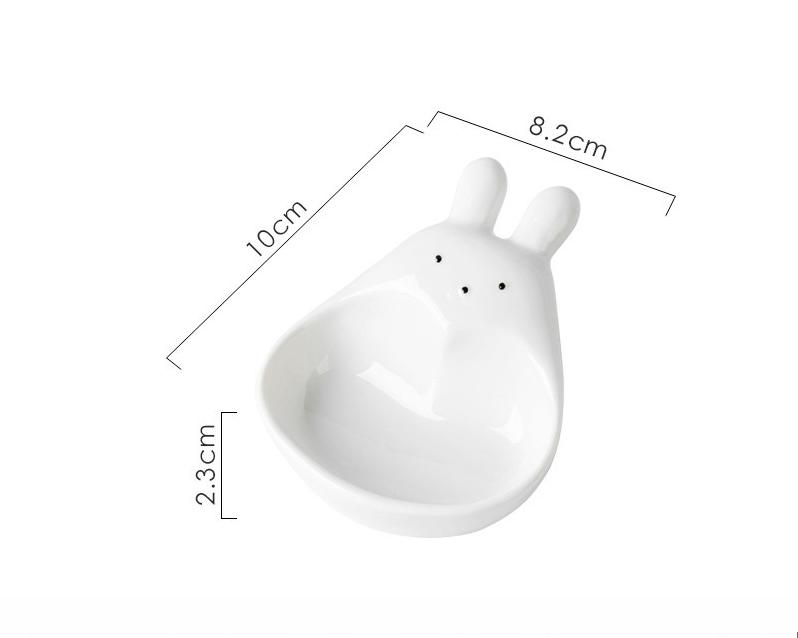 Ceramic Cute Cat Seasoning Board Sushi Soaking Bowl Dipping Handle Sauce Board Snack Board Kitchen Serving