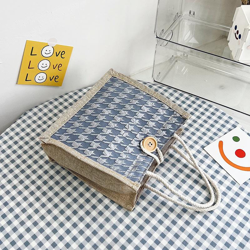 Net Red Carrying Linen Bag Female Fashion Work Out Hand Bento Bag Day System Ins Small Satchel