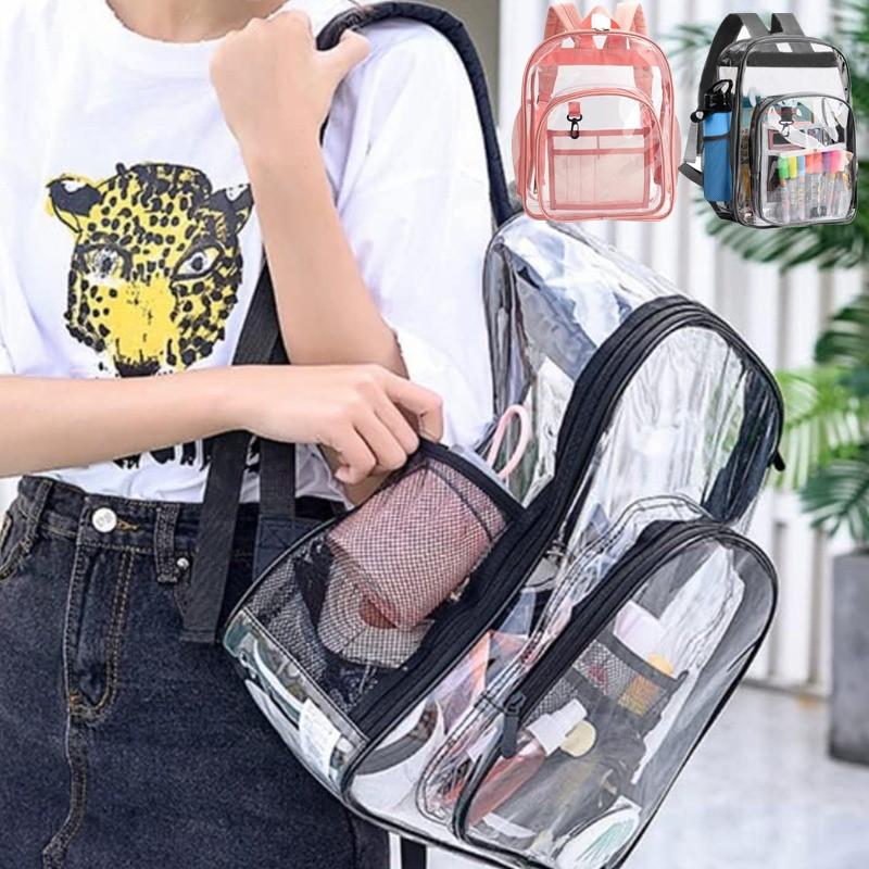 Backpack Waterproof Transparent School Bag Girl Large Capacity Backpack Solid Clear Backpack Men Fashion Transparent Plastic Bag