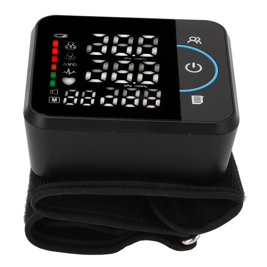 Wrist Blood Pressure Monitor Digital LED Display Rechargeable Automatic BP Monitor Machine with 180 Readings Memory
