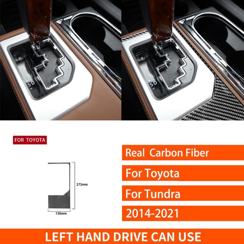 For Toyota Tundra 2014- Real Carbon Fiber Stickers Central gear shift storage Panel Car Accessories Interior decorative