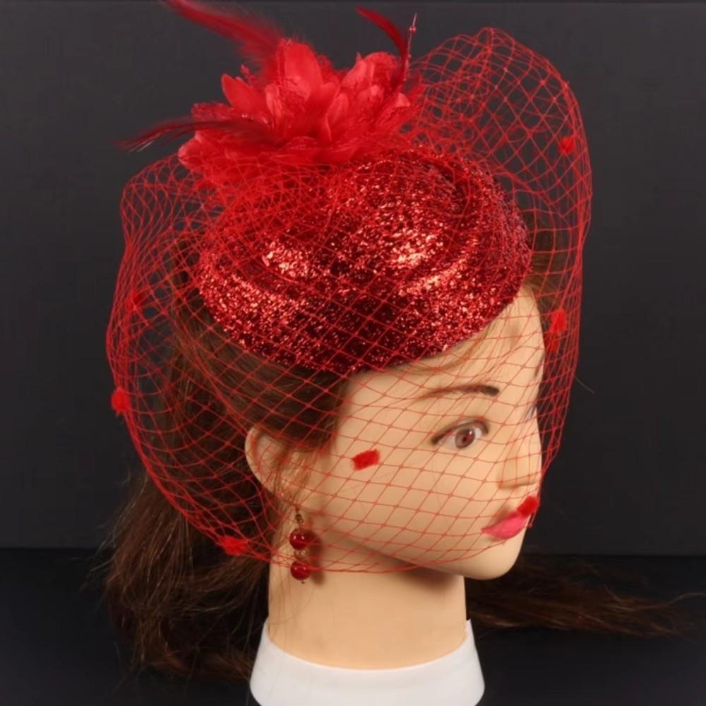 Solid Color Bridal Headdress Wave Point Hair Clip Hat Temperament Small Top Hat Women