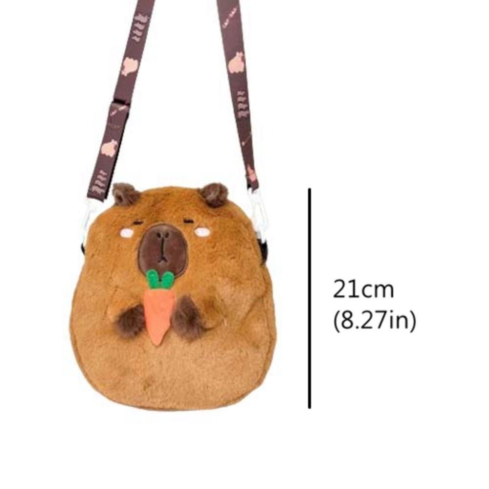 Zipper Capybara Plush Shoulder Bag Animal Cartoon Cartoon Capybara Handbag  Unisex