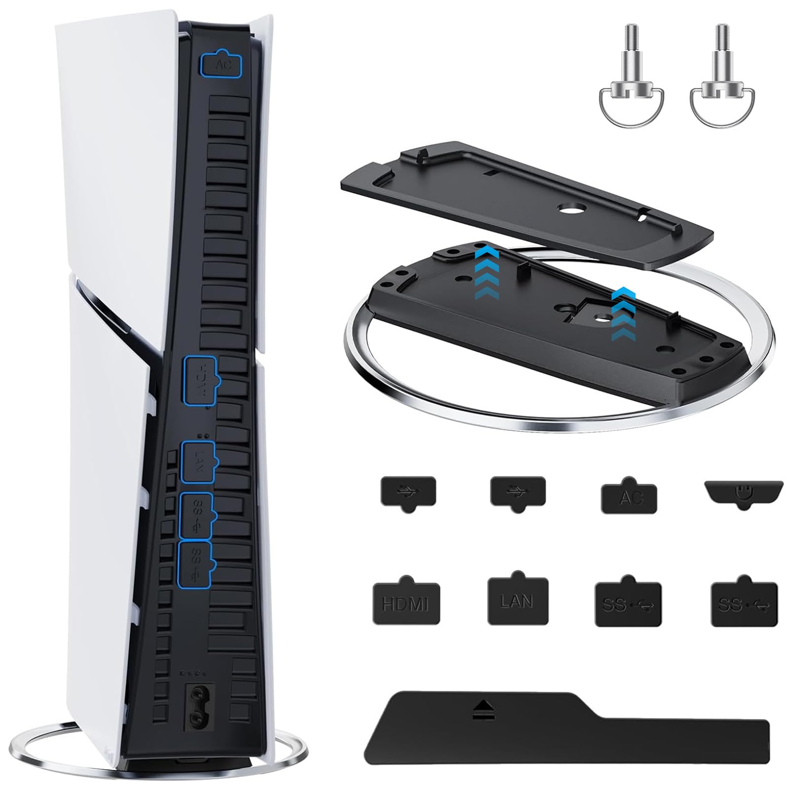 

PS5 Vertical Stand 2 with all PS5 Stable and Made of Stainless Steel Alloy and ABS Composite PS5 Vertical Stand New PS5 Peripheral Stand Screws and чорний