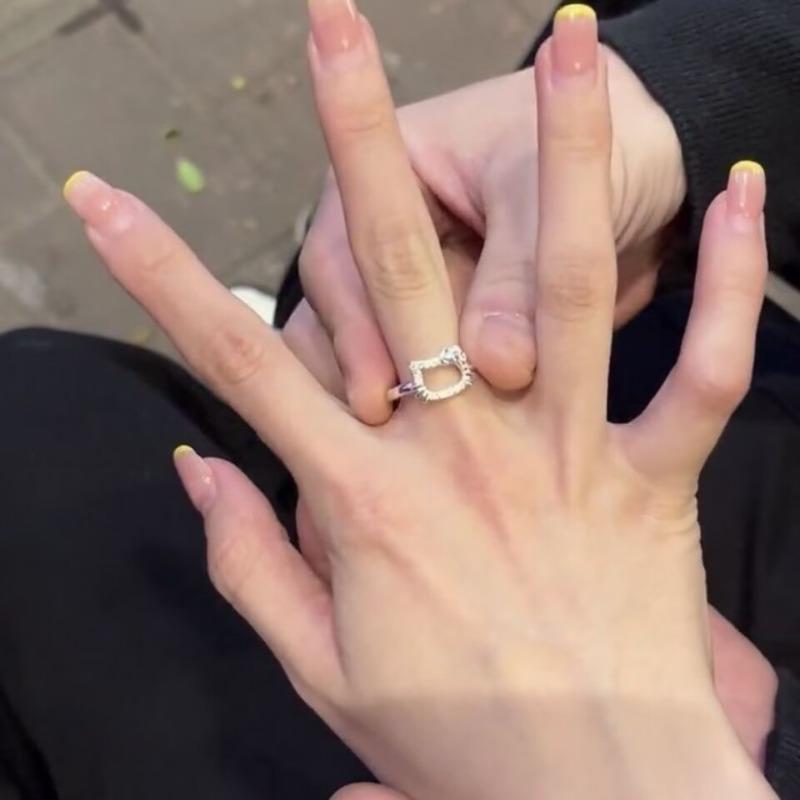 

Cute Ring Girl Sweet Cat Finger Ring Couple Stylish Matching Ring