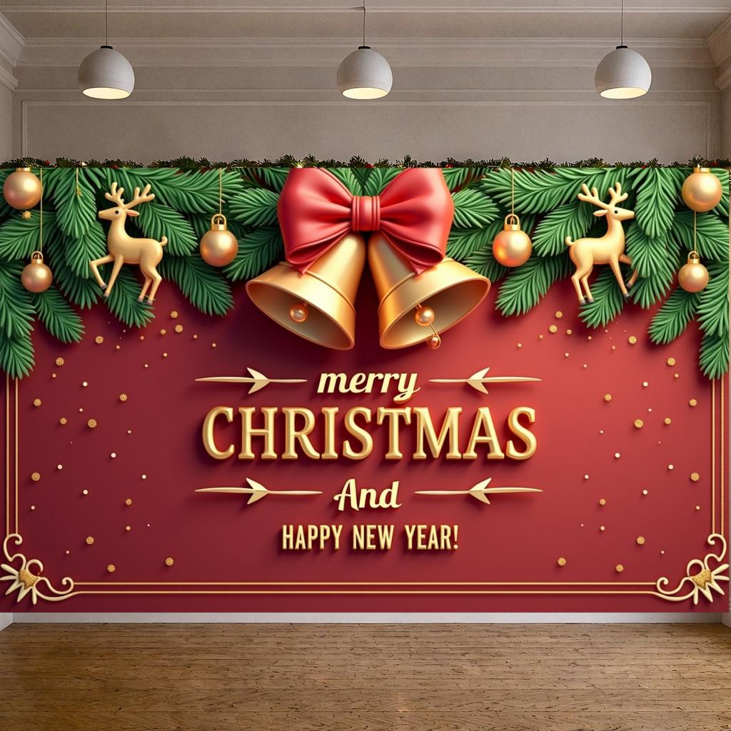 Noel Backdrop Classic Holiday Festive Background Xmas Display Pine Tree Design Christmas Banner For Office Event New Year Family