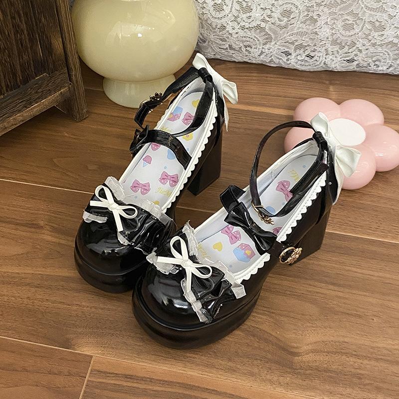 Scarpe Donna Carine alla Moda 2026 Autunno Nuove Scarpe da Donna con Fiocco Tacco Spesso Tacchi Alti Semplici Versatili Scarpe Mary Jane da Donna Zapatos