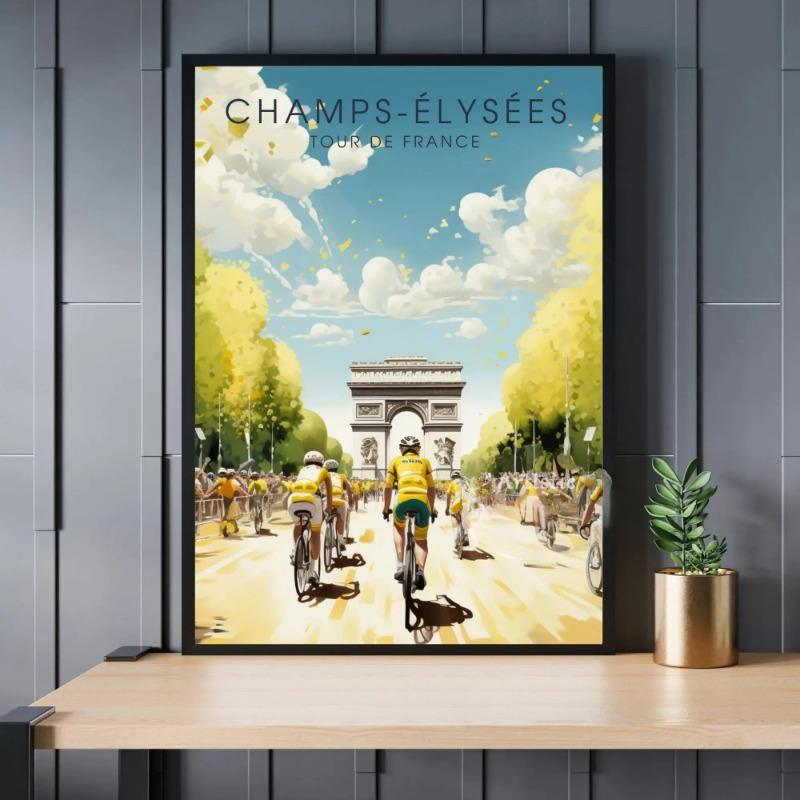 Bike and Cyclist Tour De France Poster Alpe D'Huez Circuit Landscape Prints Canvas Painting Wall Picture Living Room Home Decor