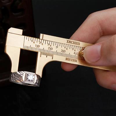 1/2 Stück Messschieber aus Messing, Tragbarer Taschen-Schiebelineal mit MM/ZOLL-Skala, Präzisionsmesswerkzeug für Heimwerker, Handwerk, Schmuck