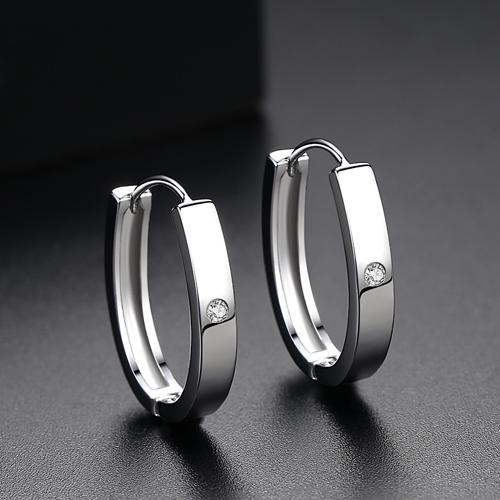 LUOTEEMI Fashion Ladies 1PC Brilliant Austrian Cubic Zirconia Round-Shape Hoop Huggie Earrings