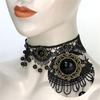 Gothic Lace Floral Choker for Women Choker Handmade Collar with Dangling Beads Adjustable for Bachelorette Party Wedding