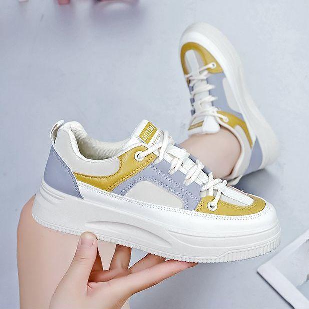 

Весенне-осенние новые белые туфли женские туфли на все случаи жизни и легкие кеды цветовая гамма платформа повседневный спорт 35 жёлтый