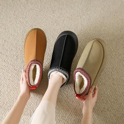 European & American Women's Snow Boots - Winter Fashion Closed-Toe Platform Slippers with Thick Sole & Warm Cotton