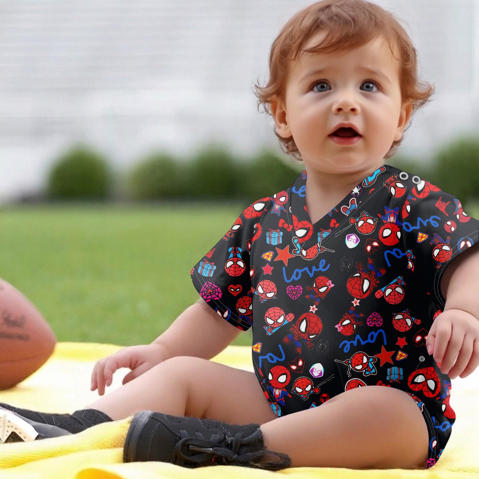 

Детский комбинезон с принтом - легкая цельная одежда для новорожденных 12 чёрный