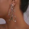 Cross Border Exaggerated 3D Geometric Earrings Heavy Metal Style Flower Design Runway Party Fashion Ear Jewelry