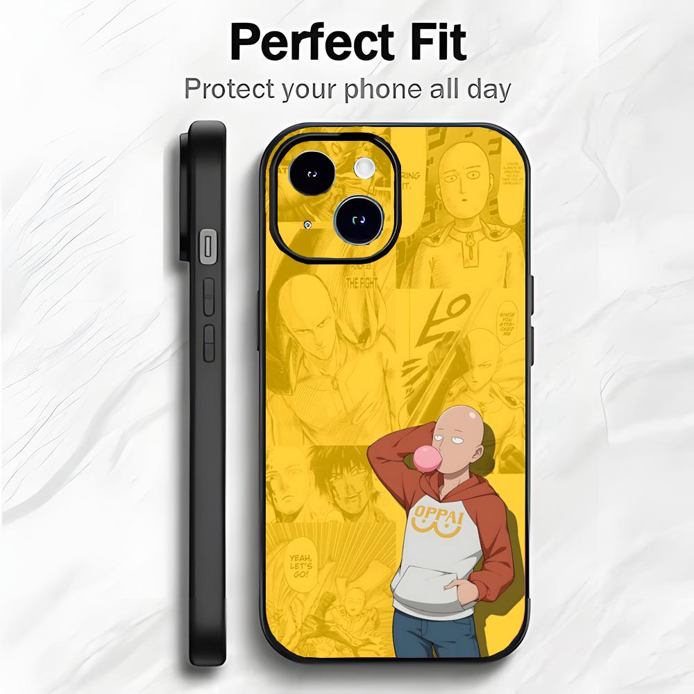 Epic Humorous Japanese Anime O-One Punch Man Phone Case Phone Case Soft Packaging Lightweight For iPhone17 16 15 14 13ProMax