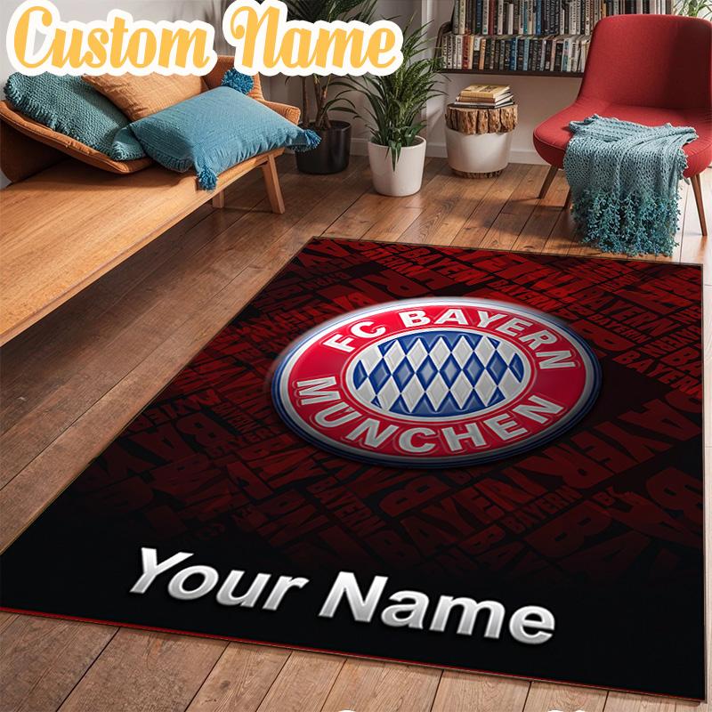 Custom Name Bayern Munchen Logo Design Rug Office Rug Chair Mat Non Slip Carpet Rugs for Bedrooms Dining Room Living Room Home Decor gifts