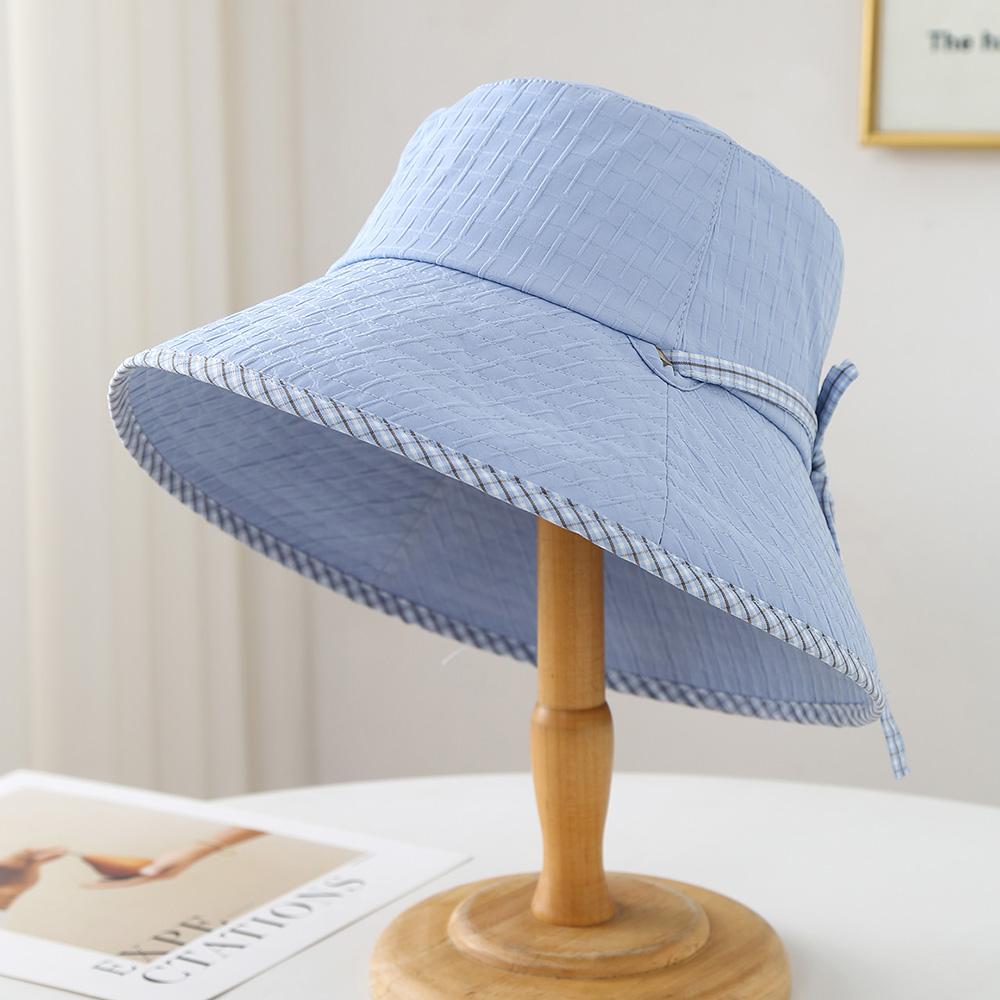 Bucket Hat Women Simple Bow Spring Summer Hats For Women Foldable Outdoor Travel Sun Protection Sunhat Bob Cap Female New