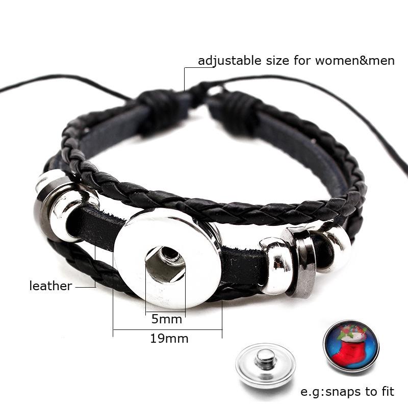 Cross-Border Punk Retro Leather Bracelet - DIY Noosa Buckle Hand Rope Jewelry Accessory (Semi-finished)