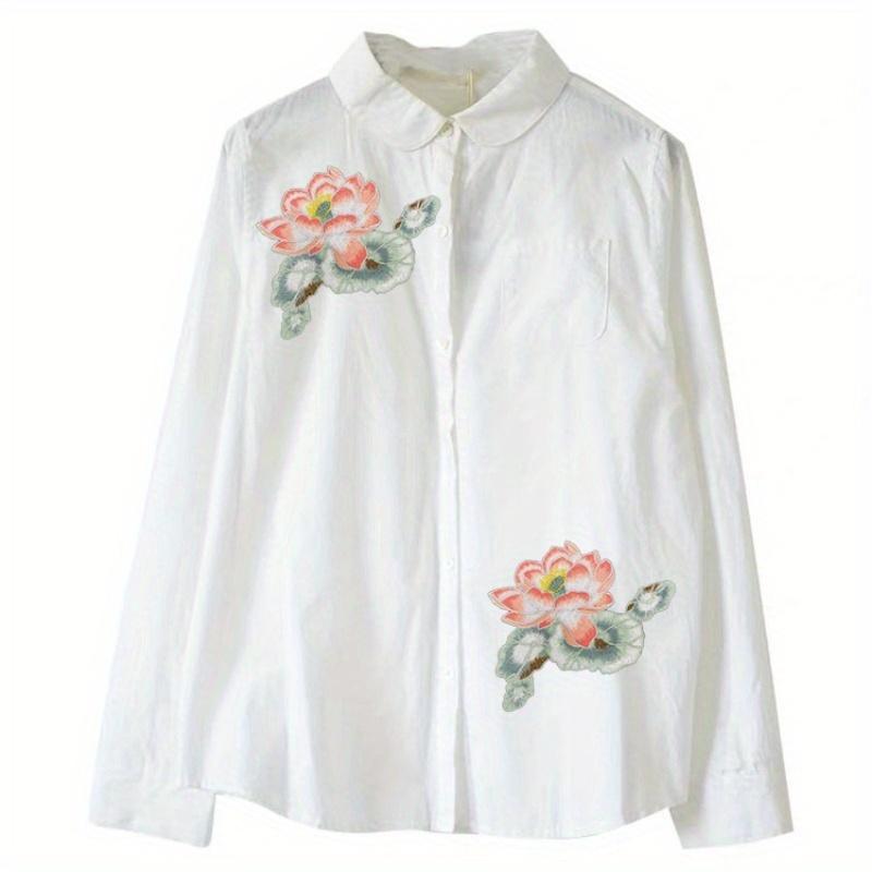 Lotus Embroidery Cloth Sticker Clothing Decoration Sticker Luggage Gift Box Decoration Accessory Floral Adhesive Patch Sticker