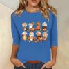 Women's Fashion Casual Three-quarter Sleeve Halloween Printed Round Neck Top