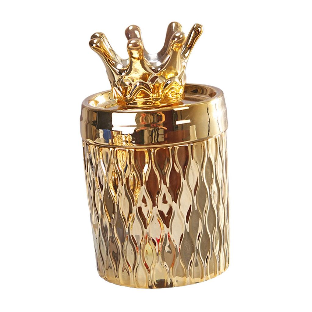 Dekoratives Glasdekor Schmink-Organizer Gold Teedose Badezimmerbehälter Keramik für Arbeitsplatte Kommode Waschtisch Zuhause