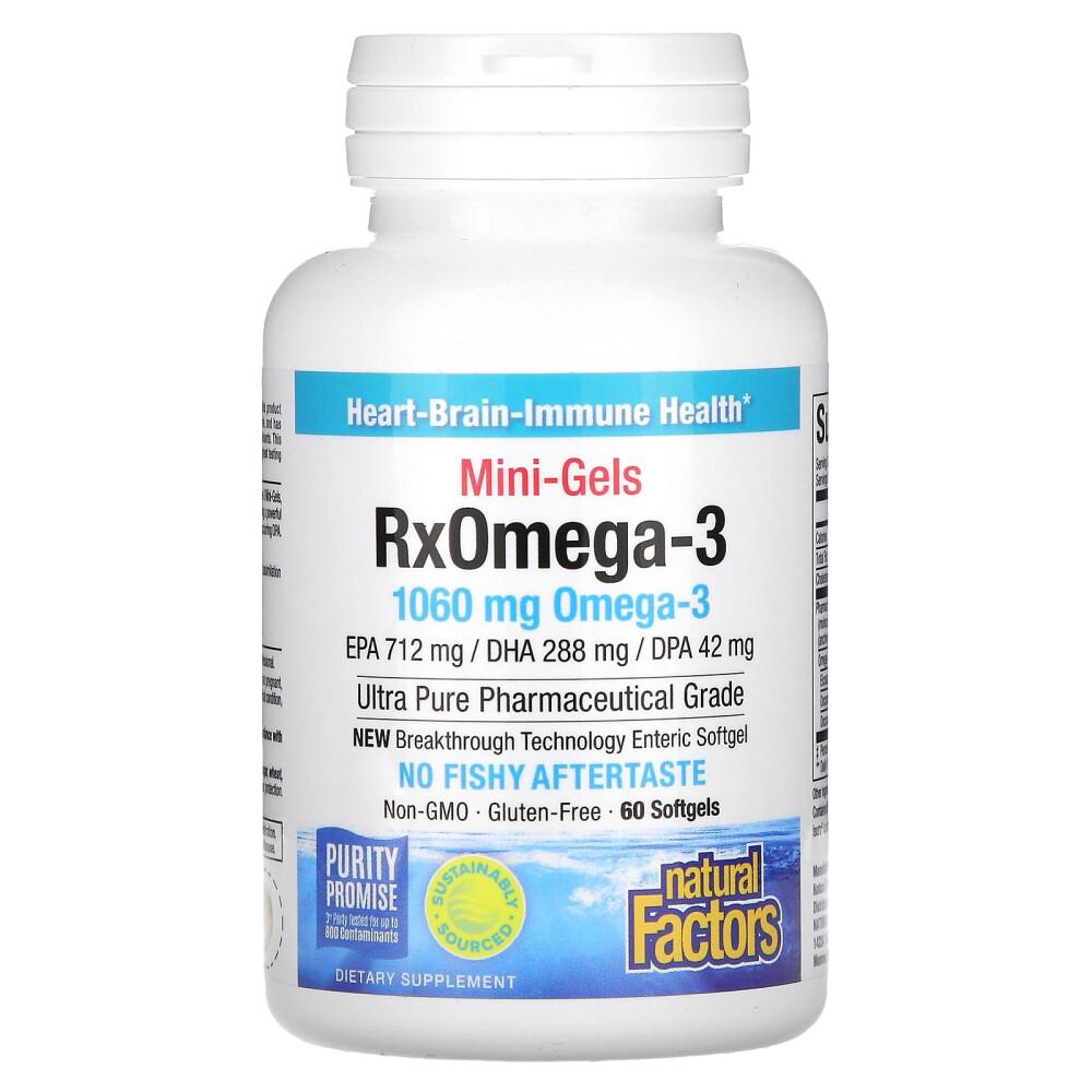 Natural Factors RxOmega-3 Mini-Gel 1060mg Softgels, 60 Count (530mg per Softgel)