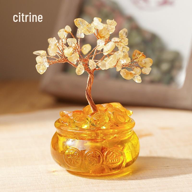 

Citrine Wealth Tree Crystal Ornament: Natural Home & Office Decor, Perfect for Housewarming & New Year Gifts