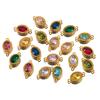 10pcs Colorful Crystal Charm Double Holes Bracelet Connector Stainless Steel Necklace Earring Oval Pendants DIY Jewelry Findings