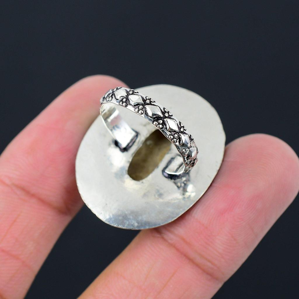 Mothers day Deal 925 Sterling Silver Natural Fossil Coral Stackable Ring Jewelry