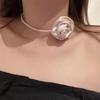 Gothic Elegant Big Rose Flower Clavicle Chain Necklace Women Wedding Bridal Sexy Adjustable Choker Jewelry Y2K Accessory