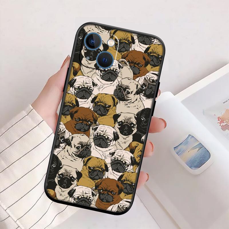 Cute Pug Dog Phone Case for Samsung Galaxy A11 A12 A13 A15 A52S A53 A55 A56 A70 A71 A72 A73 F06 F16 F56 A32 A33