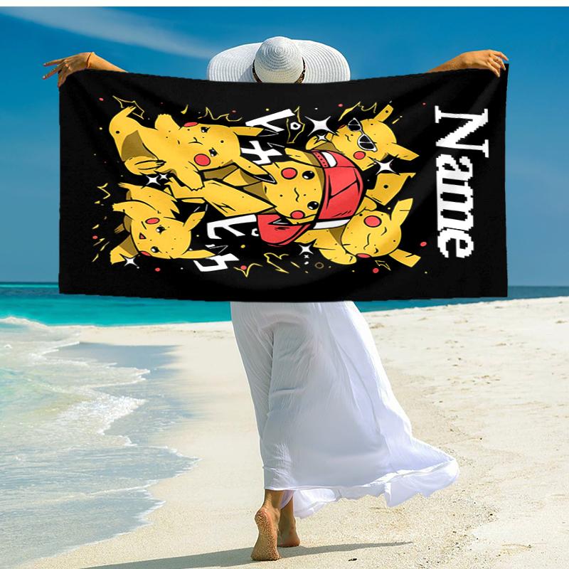 Personalized Customized Proof Beach Towel with Pokémon Pikachu Pattern - Soft, Absorbent,quick-drying,perfect Swimming,camping&bathing