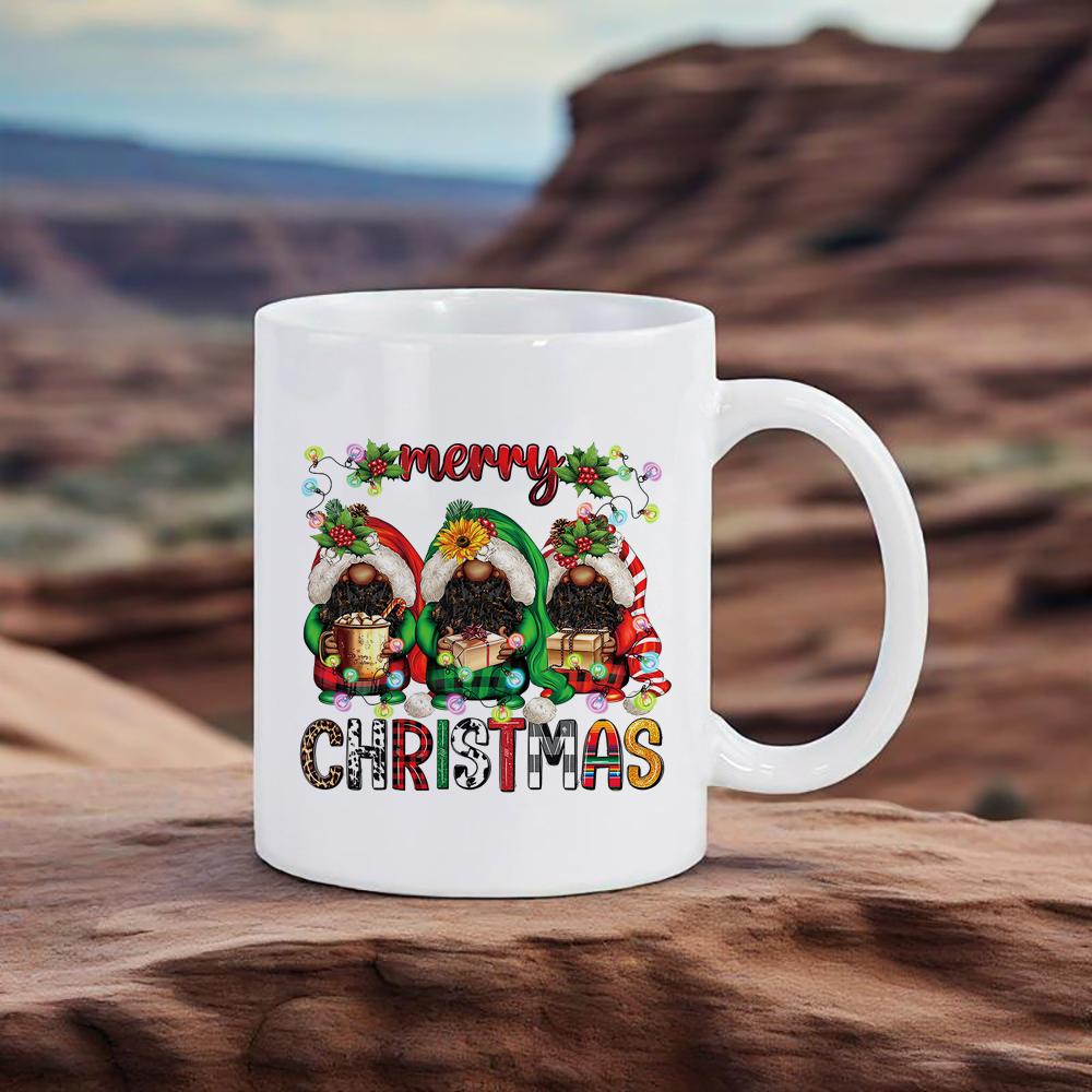 

Christmas Plaid Themed 11oz Mug Santa Coffee Mug Christmas Tree Breakfast Cup With Handle Cozy Gift for Family Friends Tea Cups 330ml