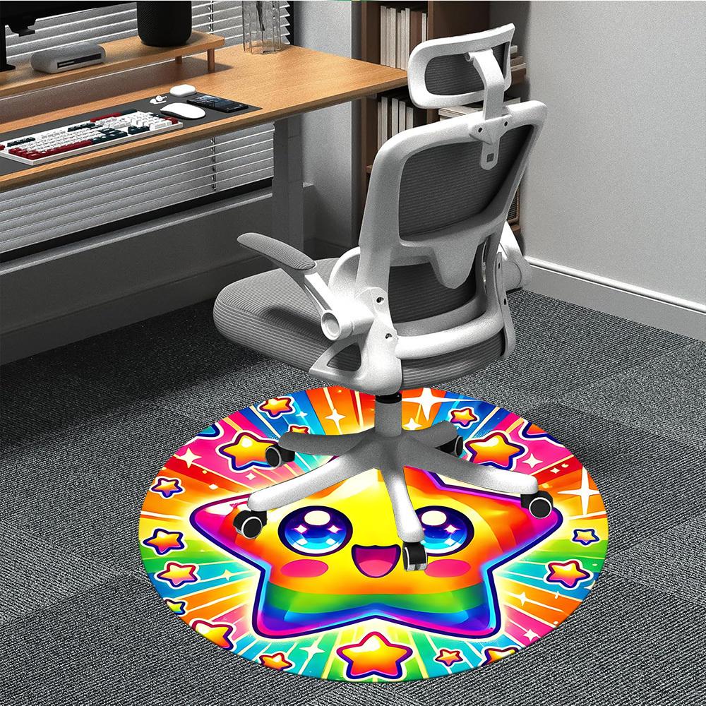 

1pc Rainbow Star Decorations Chair Carpet for Office, Soft, Non-Slip Polyester Mat, Office, Living Room, Bedroom, Durable Polyester yy251207091 80cm by 80cm