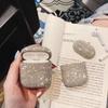 Custodia per auricolari tempestata di diamanti, custodia per auricolari con diamanti ad acqua con copertura protettiva per auricolari con diamanti, custodia protettiva adesiva con diamanti per Apple Airpods