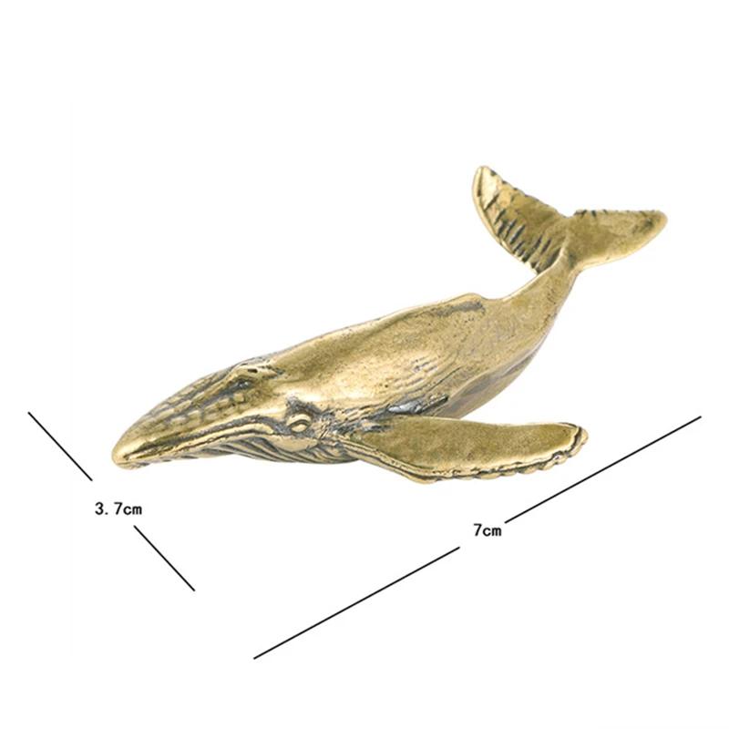 Vintage Copper Whale Statue Figurines Miniatures Antique Office Tea Pet Desktop Crafts Ornaments Home Decoration Accessories