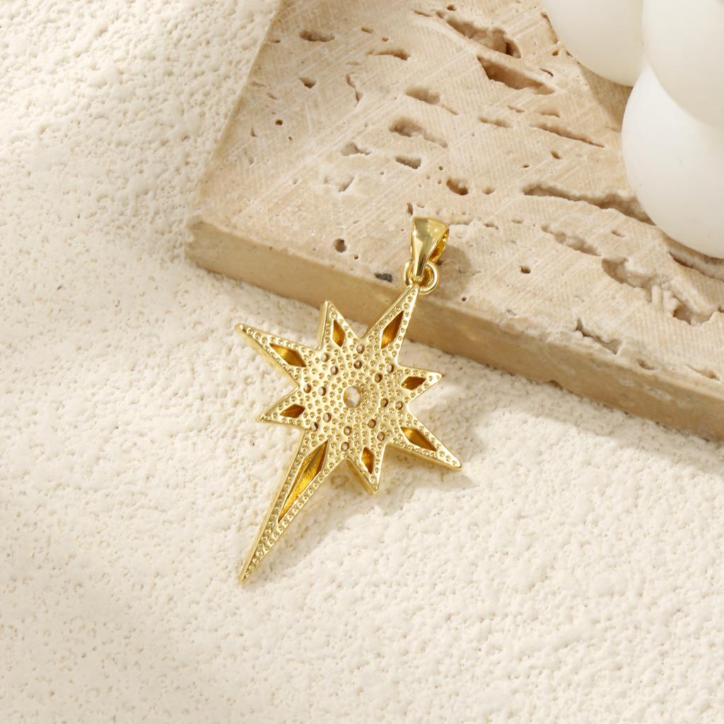 1 Piece Brass Galaxy Pendants Gold Plated Star Micro Pave Clear Cubic Zirconia Star Charms DIY Earrings Necklace  4cm X 2.6cm