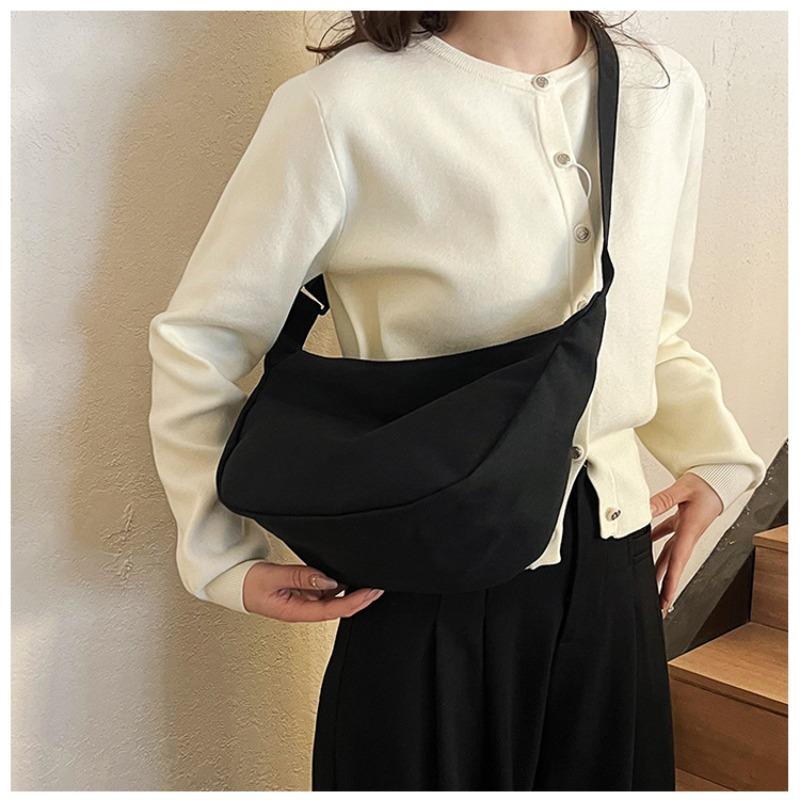 Canvas Bag Women New Korean Style Minimalist Student Instagram Hong Kong Style Shoulder Crossbody Bag Messenger Bag