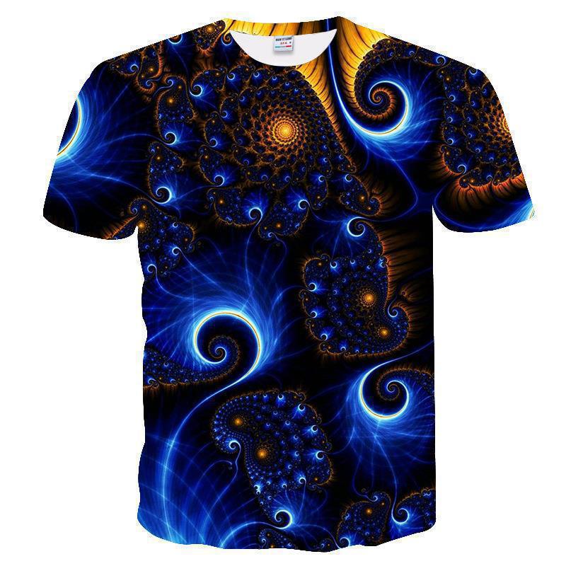 Summer Round Neck 3D Creative Vision Print Top Fashionable Casual Short Sleeved Men's T-shirts