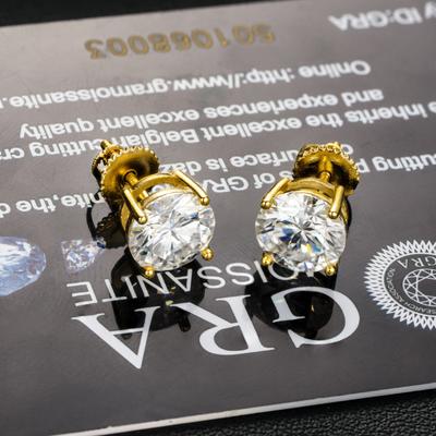 S111 Silver Moissanite Earrings Men's and Women's Same Classic Four-claw Round Single Diamond Daily Versatile Earrings Jewelry Accessories