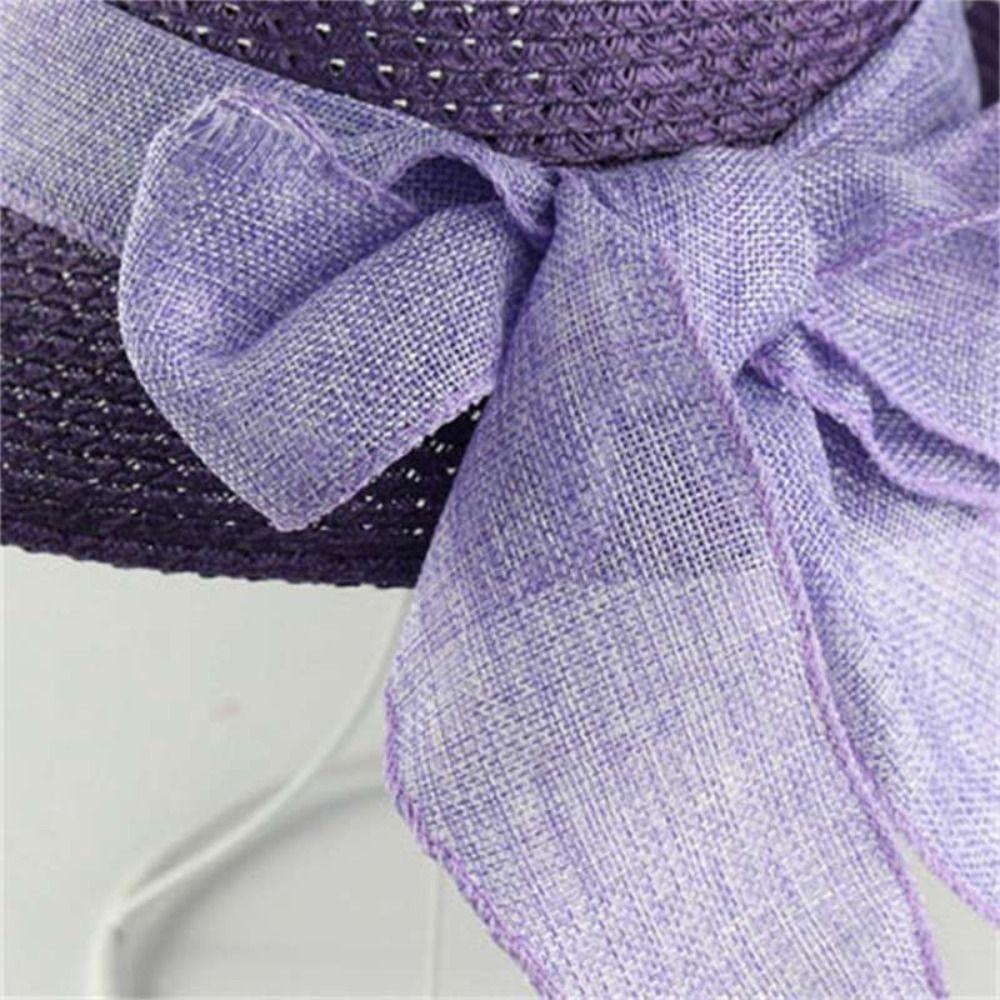 Summer Bow Ribbon Wide Brim Women's Cap Beach Straw Hats Panama Hat Sun Hat