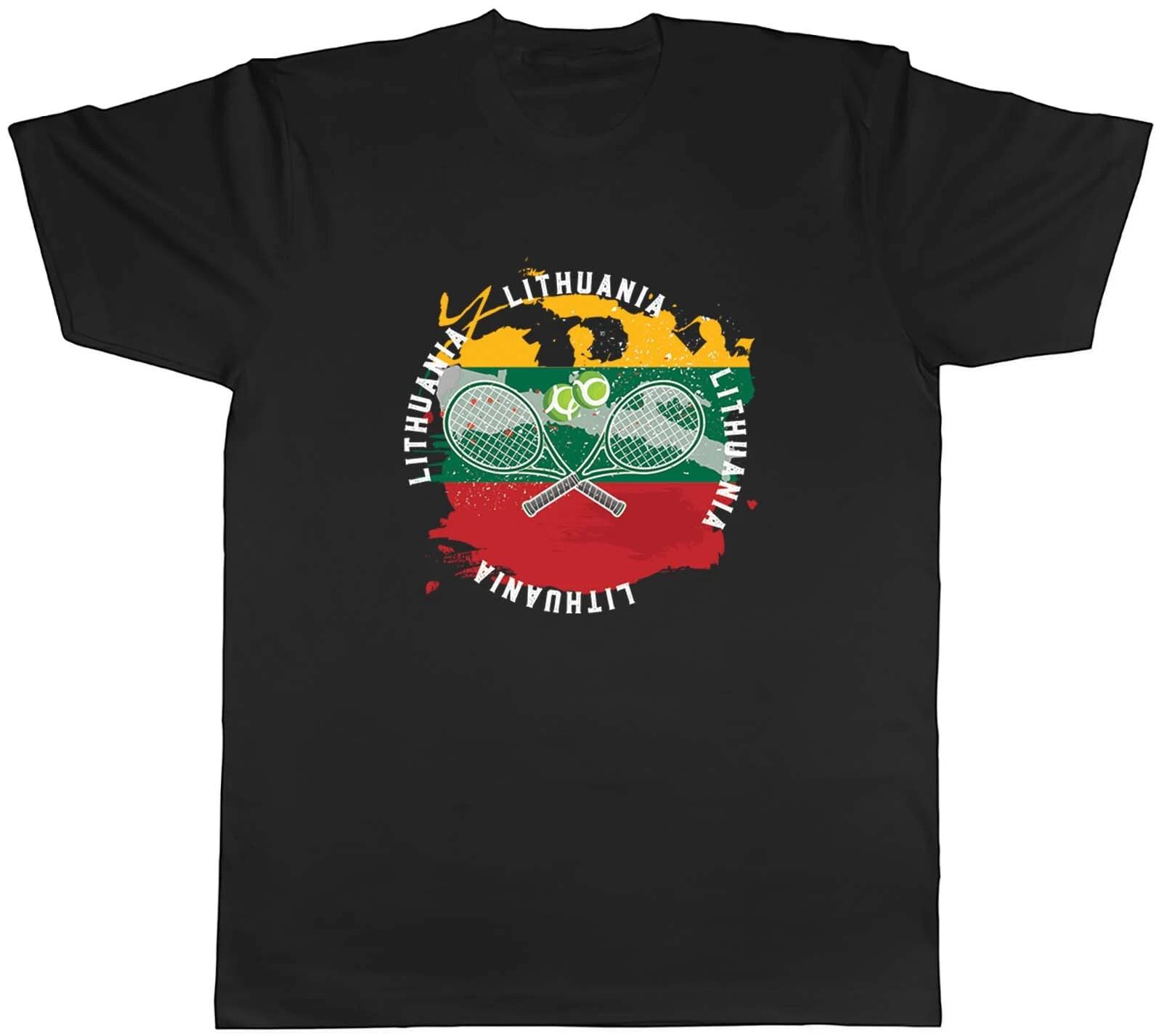 Tennis Sports With Lithuania Flag Mens Unisex T-Shirt Tee Gift XL
