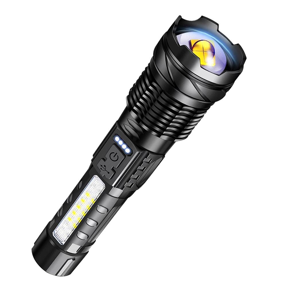 

High Power LED Flashlight Powerful TYPE-C Rechargeable COB Flashlight With Side Light Torch For Outdoor Camping Hiking XHP50
