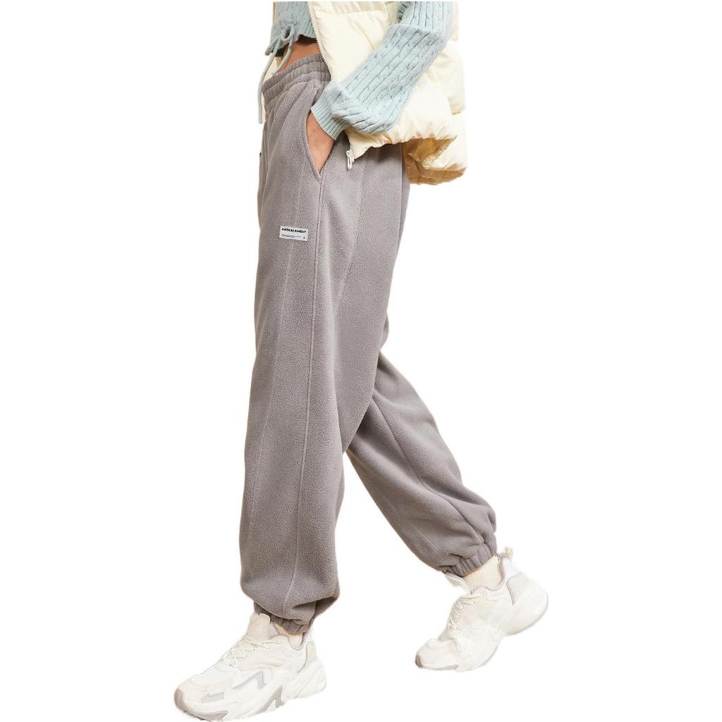 Anta Solid Color Letter Print Fleece-Lined Joggers Men Bottoms 952248729-2