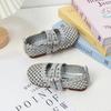 Girls Flat Shoes Shiny Crystal Cut-outs Children Princess Dance Shoes Soft Sole 2025 Summer New Kids Leather Shoes Sweet Cute