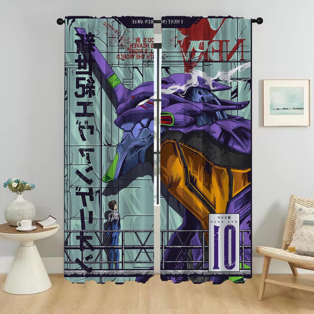 Evangeliones Blackout Curtains for Living Room Tulle for Bedroom Halloween Decoration Kitchen Curtains 2 Pieces Shades Partition