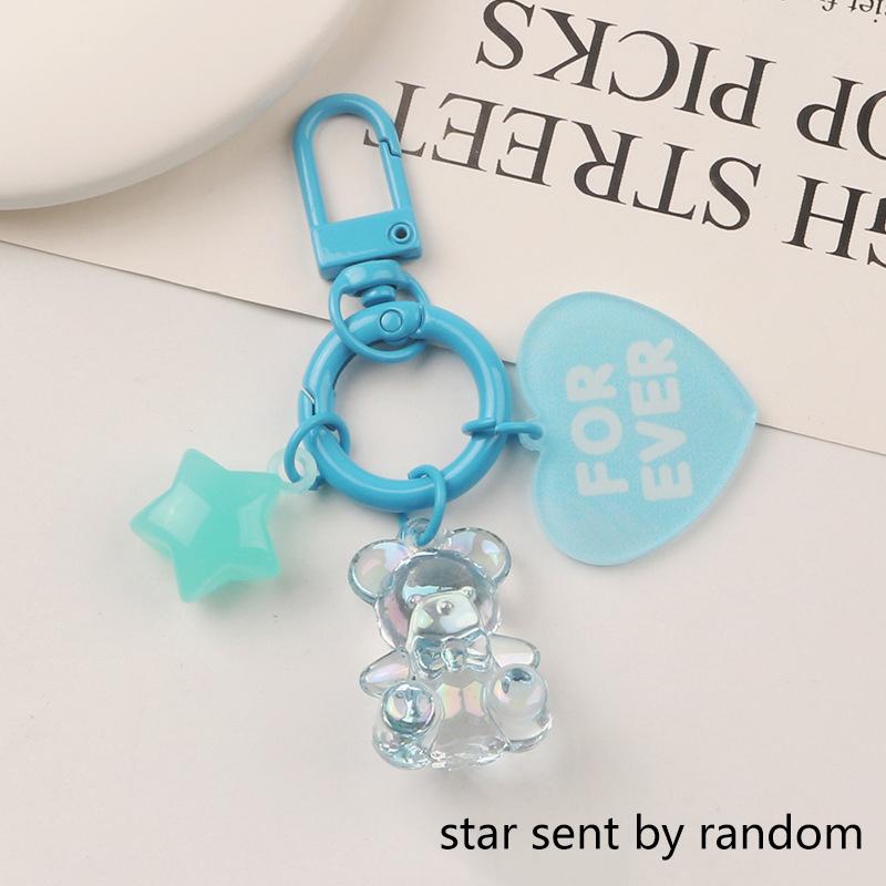 

Брелок в виде мультяшного медведя, животного, звезды, для друга, симпатичная креативная сумка, автомобильная коробка для наушников, подвеска, аксессуары для ключей, сумка-подвеска синий