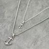 Hiphop Anchor Necklace For Men 2Pcs/Set Stainless Steel Cuban Chain Collar Outdoor Motorcycle Cool Riding Neck Accessories Punk