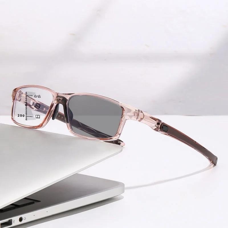 TR90 Sports Photochromic Multifocal Reading Glasses Unisex Progressive Near Far Presbyopia Anti Blue Light Plus Diopter Eyewear